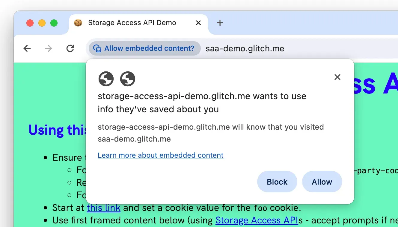 Storage Access API 演示图